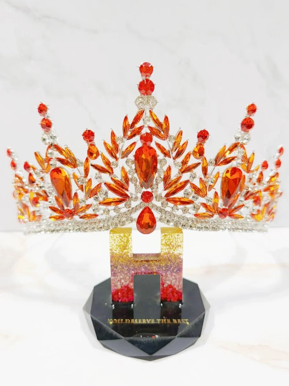 Amber crystal tiara, beauty pageant crown, wedding bridal headpiece, Prom crown